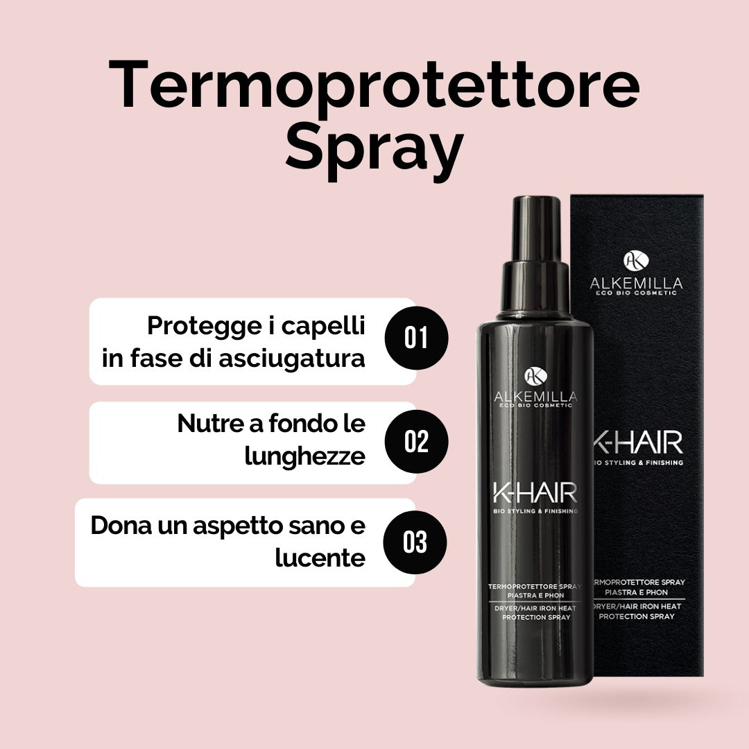 ALKEMILLA Bio Termoprotettore Spray Piastra e Phon con Rosa Damascena